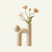 Reative Cat Shaped Ceramic Flower Vase | Modern Home Decor | Unique Animal Design Planter