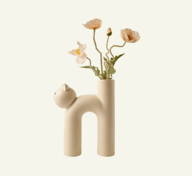 Reative Cat Shaped Ceramic Flower Vase | Modern Home Decor | Unique Animal Design Planter