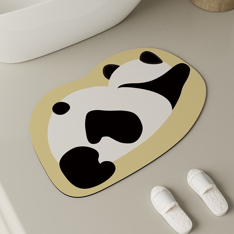 Cute Panda Diatomaceous Earth Bath Mat | Non-Slip Bathroom Mat | Eco-Friendly Quick-Drying Shower Rug