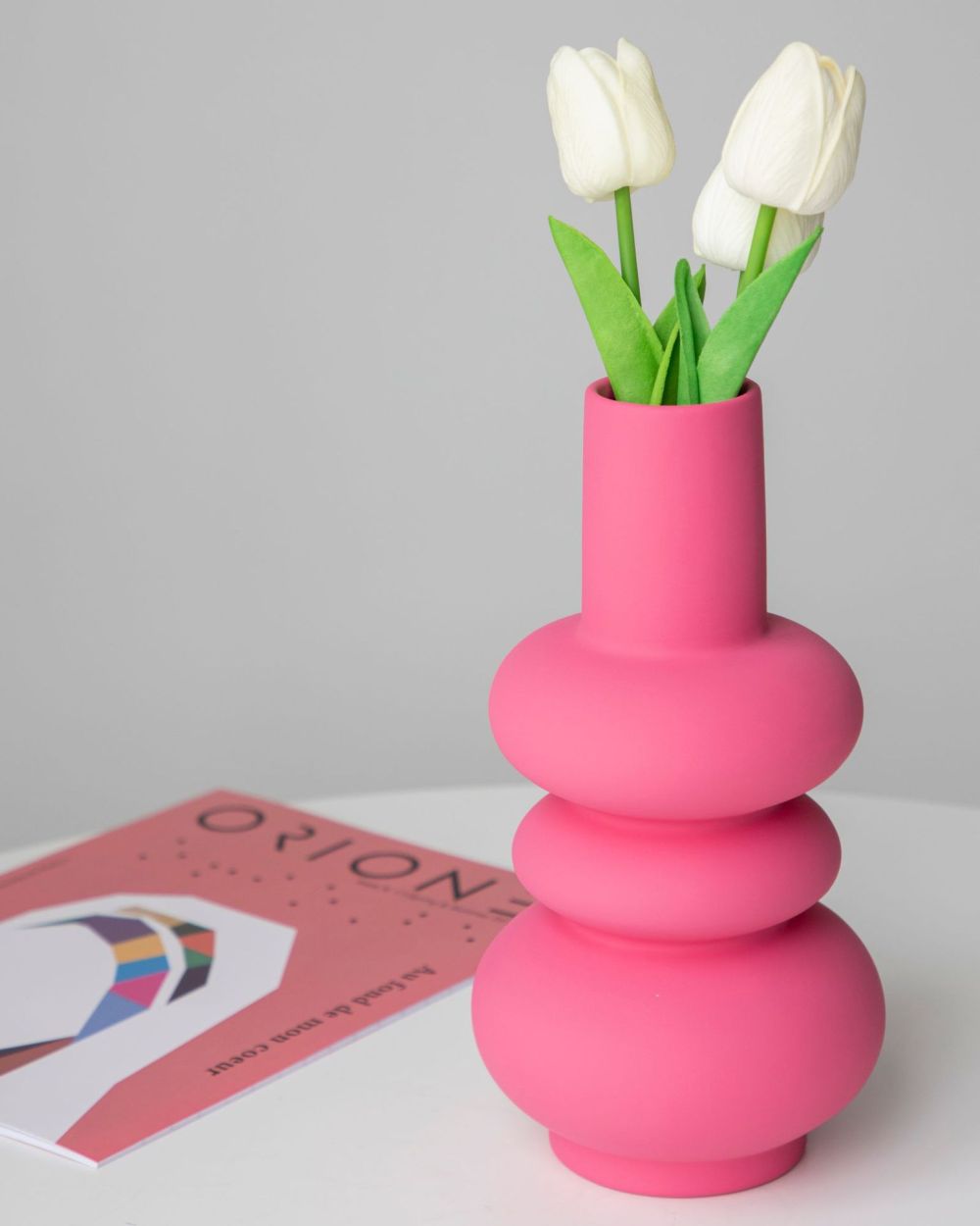 Modern Ceramic Vase Pink | Pottery Vase Vintage| Unique Geometric Flower Vase | Bold and Stylish Home Decor Accent