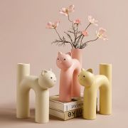 Reative Cat Shaped Ceramic Flower Vase | Modern Home Decor | Unique Animal Design Planter