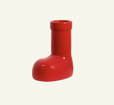 Unique Red Boot-Shaped Ceramic Vase | Modern Decorative Flower Vase | Quirky Home and Office Decor Accent