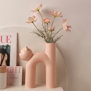 Reative Cat Shaped Ceramic Flower Vase | Modern Home Decor | Unique Animal Design Planter