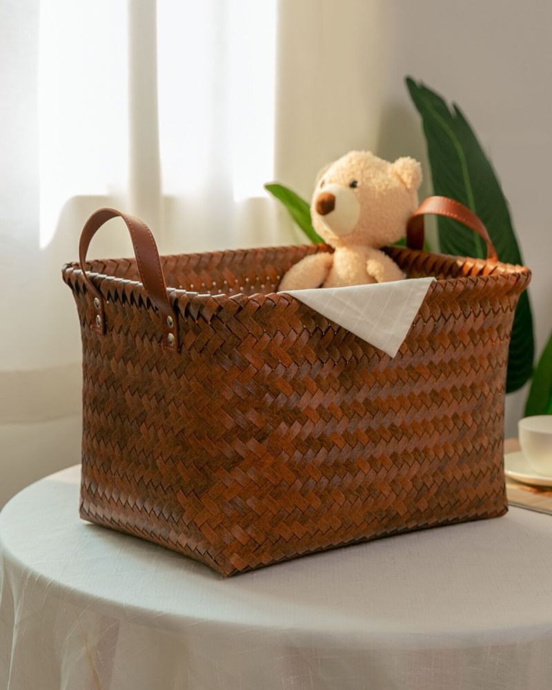 Home Goods | Storage Basket | Home Organization Basket | Natural Woven Bamboo Basket | Laundry Basket Rattan Toy Cube Rattan Storage Basket