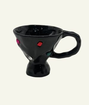 Handcrafted Ceramic Coffee Mug with Colorful Gem Accents | Unique Artistic Tea Cup | Elegant Ceramic Mug | Durable Drinkware