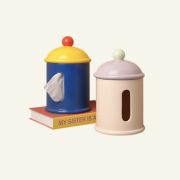 Colorful Ceramic Tissue Holder Jar | Modern Decorative Tissue Canister | Stylish Home and Office Decor