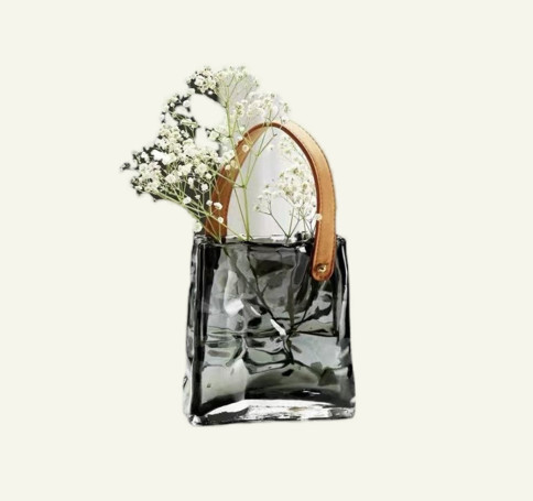 Home Accessories | Handbag-Shaped Glass Vase | vintage glass vases | Unique Flower Planter | Home Accessories