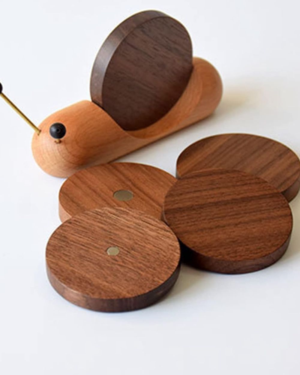 Premium Handmade Black Walnut Snail Coaster Set | Creative Dinning Decor | Modern Wooden Table Accessories