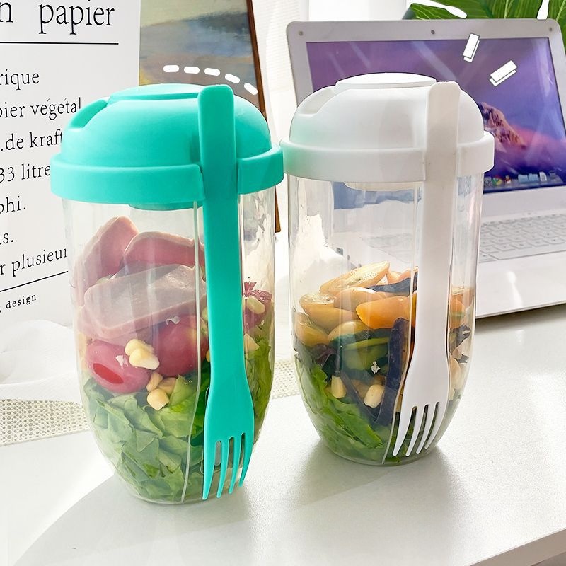 Portable Salad Cup with Fork | On-the-Go Salad Container | BPA-Free Leak-Proof Salad Shaker