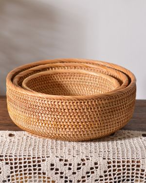 Handwoven Rattan Storage Basket | Natural Wicker Organizer | Storage Basket Decorative