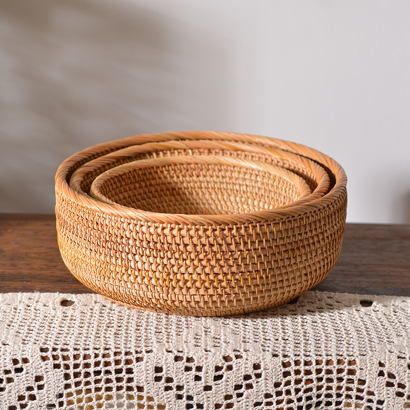 Handwoven Rattan Storage Basket | Natural Wicker Organizer | Storage Basket Decorative