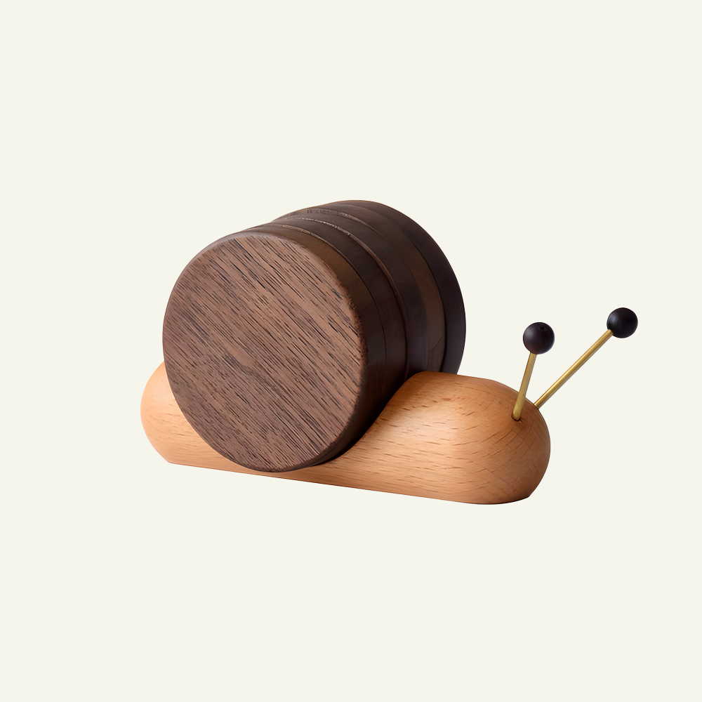 Premium Handmade Black Walnut Snail Coaster Set | Creative Dinning Decor | Modern Wooden Table Accessories